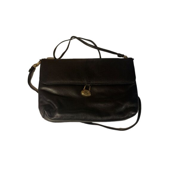 Vintage 1980s Etienne Aigner Black Leather Clutch Handbag Convertible Shoulder S - Picture 1 of 7